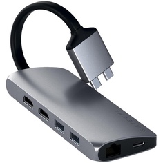 USB разветвитель Satechi Dual Multimedia Adapter для Macbook, серый космос