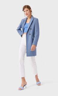 Stradivarius Двубортное Пальто Женская Коллекция Синий Xs