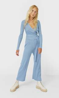 Stradivarius Топ На Запáхе Женская Коллекция Небесно-Голубой L