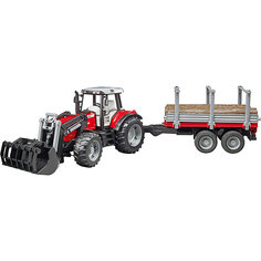 Игровой набор Bruder Трактор Massey Ferguson c манипулятором и прицепом, 1:16