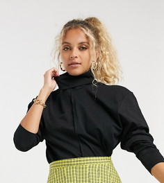 Черный oversized-топ с высоким воротником COLLUSION-Черный цвет