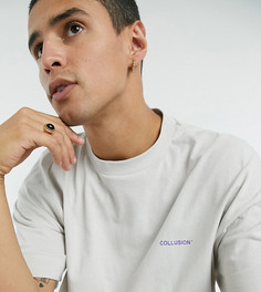 Серебристо-серая oversized-футболка с логотипом COLLUSION-Серый