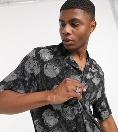 Рубашка с короткими рукавами и цветочным принтом COLLUSION-Черный
