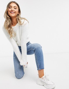 Темно-синий пушистый джемпер JDY