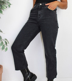 Черные расклешенные укороченные джинсы стретч с завышенной талией ASOS DESIGN Petite-Черный цвет