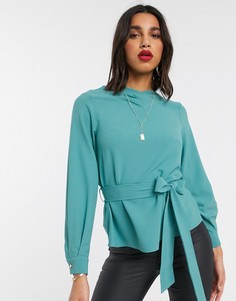 Блузка с объемными рукавами и завязкой Closet-Голубой