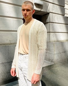 Бежевый ажурный кардиган ASOS DESIGN-Neutral