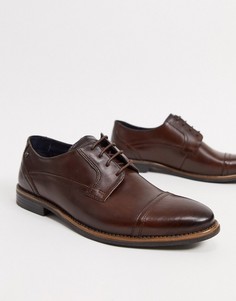 Коричневые кожаные туфли на шнуровке Base London-Коричневый цвет