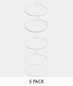Набор тонких серебристых браслетов-цепочек ASOS DESIGN-Серебряный