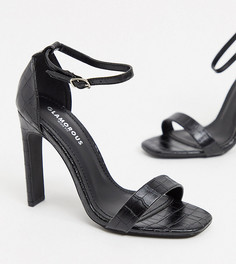 Черные босоножки на каблуке для широкой стопы Glamorous-Черный цвет