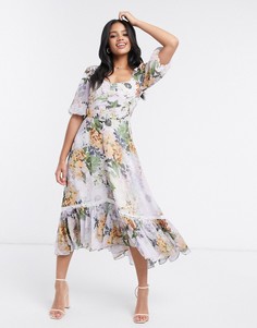 Асимметричное платье с цветочным принтом Hope & Ivy-Белый