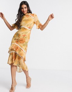 Платье с цветочным принтом и вырезом на спине Hope & Ivy-Желтый