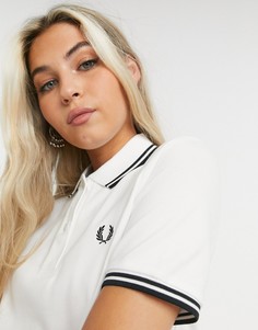 Белая футболка-поло с отделкой двойным кантом Fred Perry-Белый