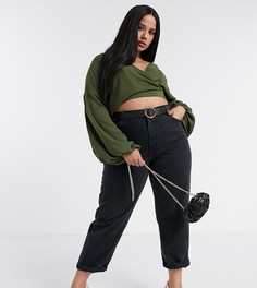 Оливковый фактурный топ с рукавами "летучая мышь" ASOS DESIGN Curve-Зеленый цвет
