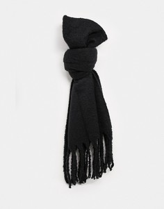 Черный мягкий шарф с кисточками My Accessories London