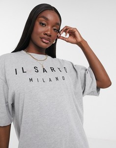 Серое платье-футболка в стиле oversized Il Sarto-Серый