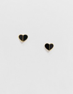 Черные серьги-гвоздики в форме сердечек Kate Spade-Черный