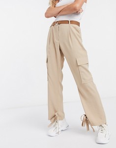 Светло-коричневые брюки карго с поясом Vero Moda-Бежевый