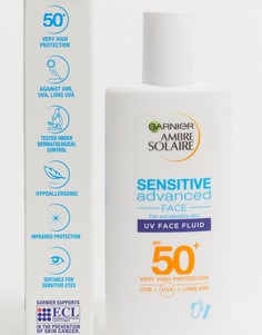 Солнцезащитный крем 40 мл Ambre Solaire - Ultra-Light Sensitive Face Fluid SPF50+-Очистить Garnier