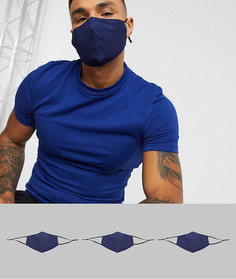 3 темно-синие маски для лица с регулируемыми ремешками ASOS DESIGN​​​​​​​-Темно-синий
