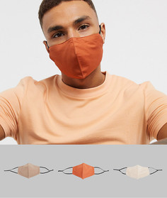 3 маски для лица (оранжевая/серо-коричневая) с регулируемыми ремешками ASOS DESIGN-Мульти