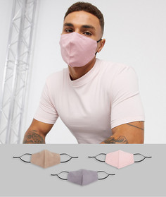 3 маски для лица (серая/розовая) с регулируемыми ремешками ASOS DESIGN-Мульти