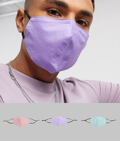 3 пастельные маски для лица с регулируемыми ремешками ASOS DESIGN-Мульти
