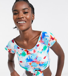 Трикотажный топ с принтом и завязкой ASOS MADE IN KENYA-Белый