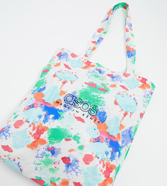 Льняная сумка-тоут с принтом ASOS MADE IN KENYA-Белый