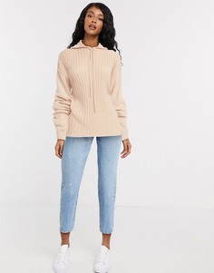 Худи в рубчик от комплекта In The Style x Lorna Luxe-Розовый цвет