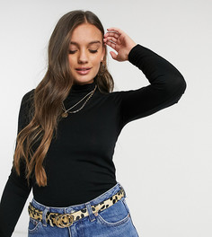 Черный лонгслив с высоким воротом ASOS DESIGN Petite