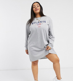 Платье-футболка в стиле oversized с принтом Daisy Street Plus-Серый