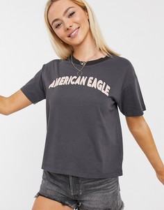 Черная футболка с логотипом American Eagle-Черный