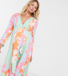 Платье миди с запахом и цветочным принтом Queen Bee Maternity-Многоцветный