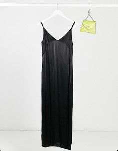 Атласное платье-комбинация Finery-Черный