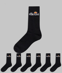 Набор из 6 пар черных спортивных носков с логотипом ellesse-Черный