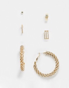 Набор золотистых серег-колец и непарных каффов ASOS DESIGN​​​​​​​-Золотой