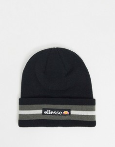Черная шапка-бини с полосками и логотипом ellesse-Черный