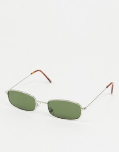 Прямоугольные солнцезащитные очки в серебристой оправе River Island-Серебристый