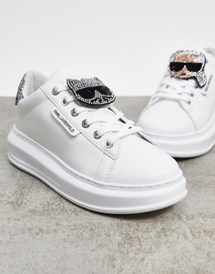 Белые кроссовки со стразами Karl Lagerfeld-Белый