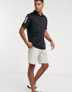 Черное поло с тремя полосками adidas Golf-Черный