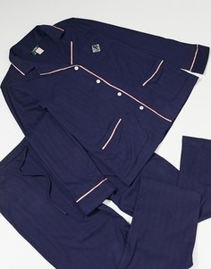 Темно-синяя пижама с контрастной отделкой LAUREN by Ralph Lauren-Темно-синий