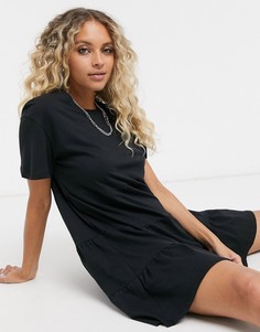 Черное свободное платье-футболка Bershka-Черный