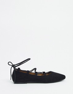 Черные туфли на плоской подошве со шнуровкой BEBO-Черный цвет