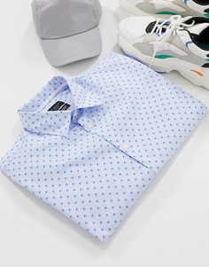 Зауженная рубашка с короткими рукавами Selected Homme-Синий