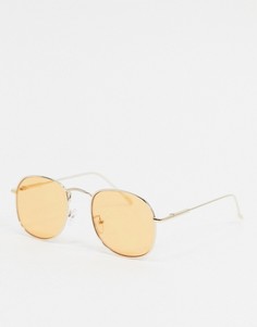Золотистые квадратные солнцезащитные очки ASOS DESIGN-Оранжевый цвет