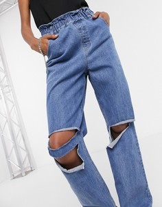 Свободные джинсы с присборенным поясом Emory Park-Голубой