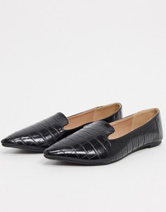 Черные туфли с крокодиловым рисунком Qupid-Черный