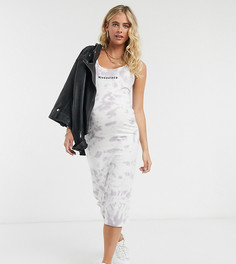 Синее платье макси на бретелях с вышивкой и принтом тай-дай Missguided Maternity-Многоцветный