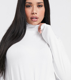 Белый лонгслив с высоким воротом ASOS DESIGN Curve